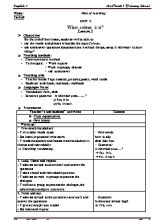 Giáo án Tiếng anh lớp 3 - Unit 9 What colour is it - Nguyễn Thị Phương An